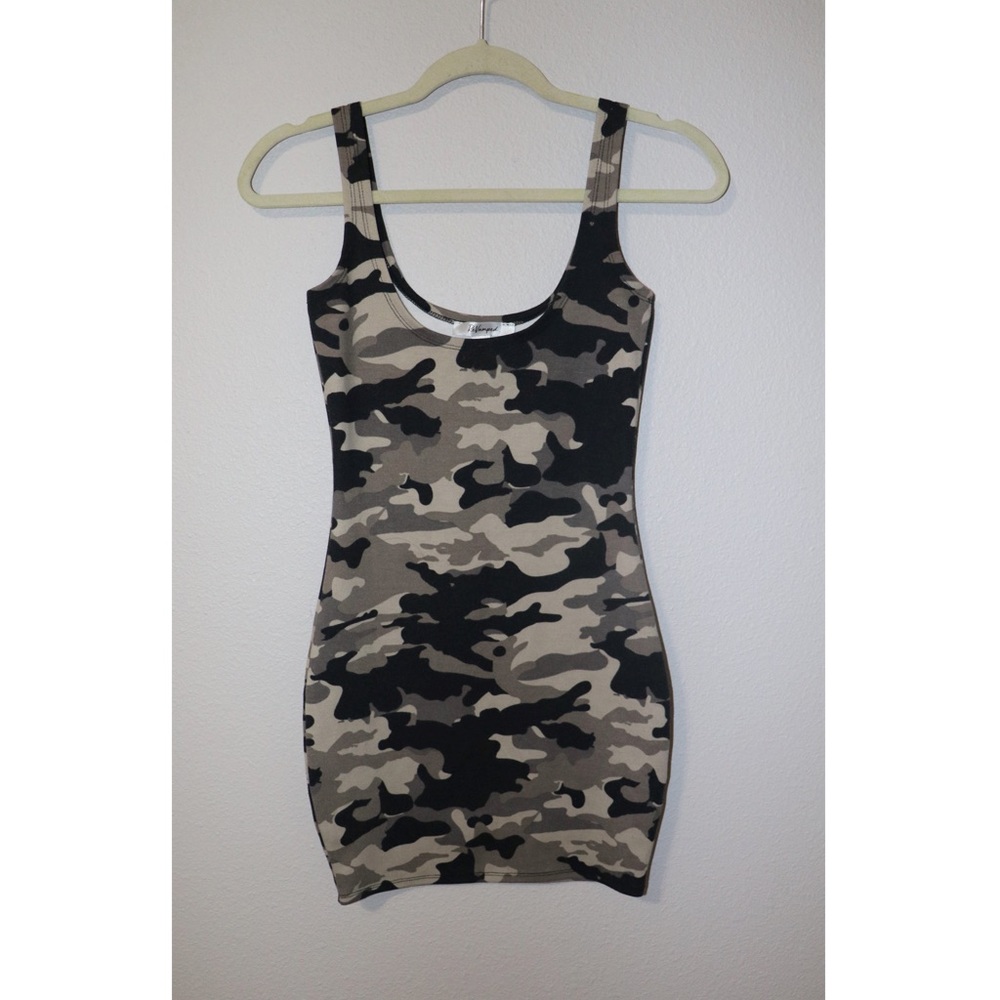 Revamped Camo Tank Dress in Black, Gray, and Tan